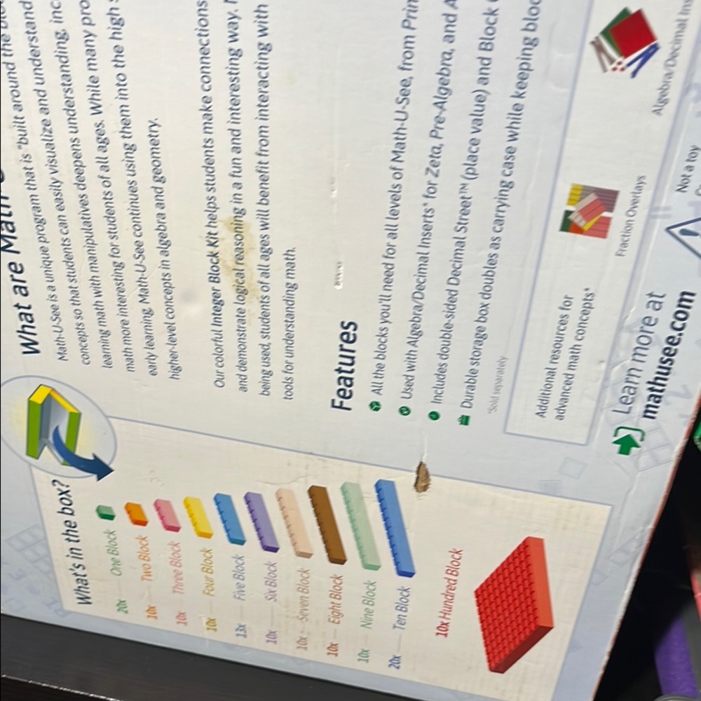 Math U See Manipulative Integer Blocks and algebra inserts - Picture 7 of 9